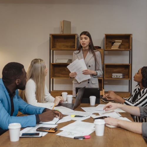 Woman leading a meeting